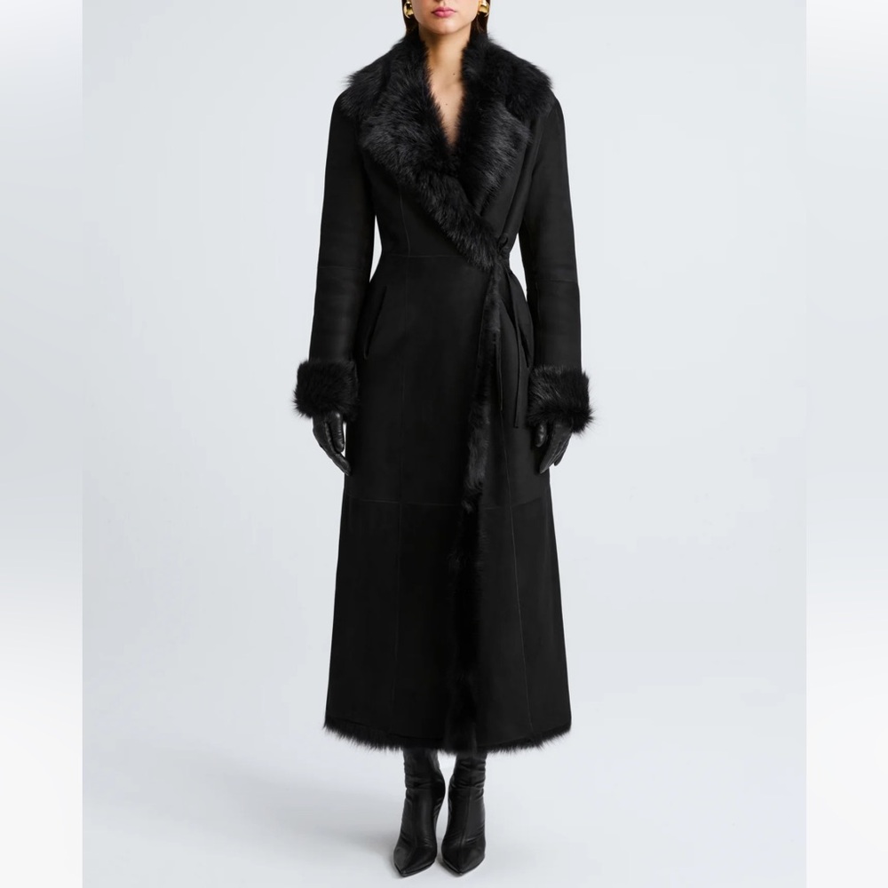 Nour Hammour Joni Coat - Black Shearling - FR 36